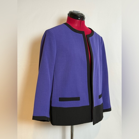 NWT Kasper Jacket Women's Size 14 Purple & Black Colorblock Open Front - Picture 5 of 14